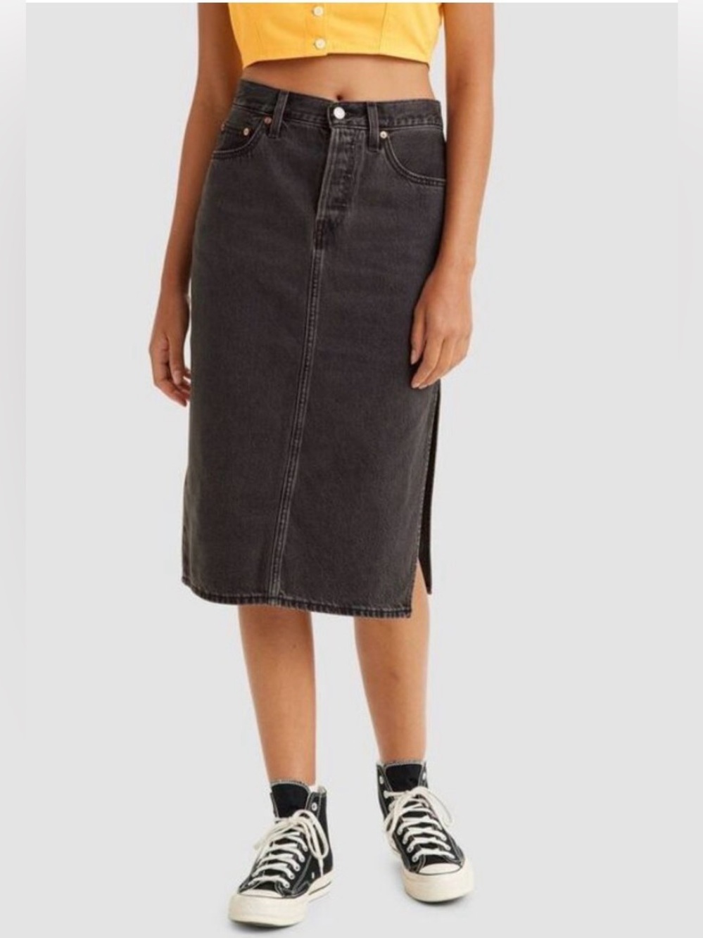 Brand New Levi’s Black Denim Midi Skirt